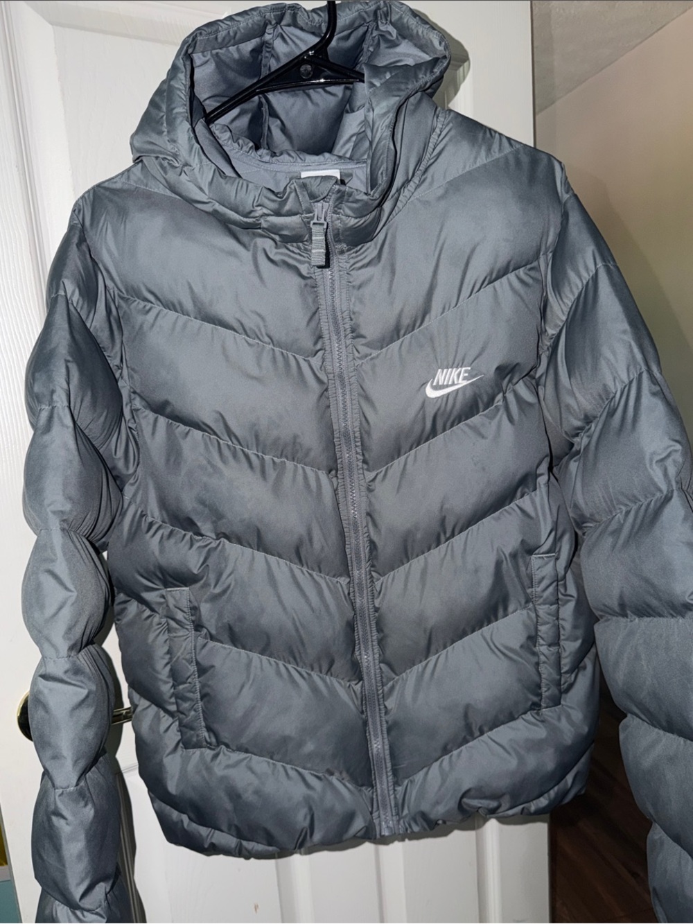 Nike Youth Slate Gray Hooded Puffer Jacket